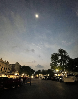 Lights around the Square click on during totality. 